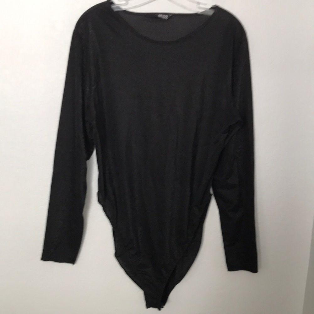 NY&CO BLACK SHIMMER STRETCHY BODY SUIT TOP W/ SNAP BOTTOM EXCELLENT COND. NWOT